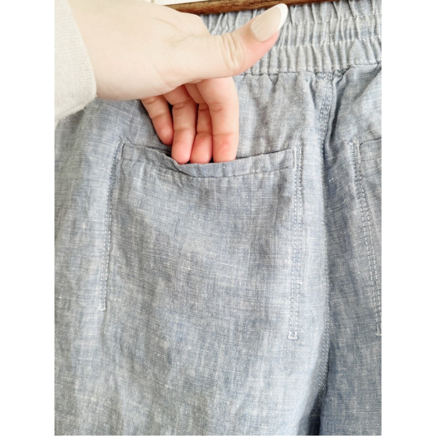 Athleta Light Blue Heathered Linen-Blend Jogger Pants size 2