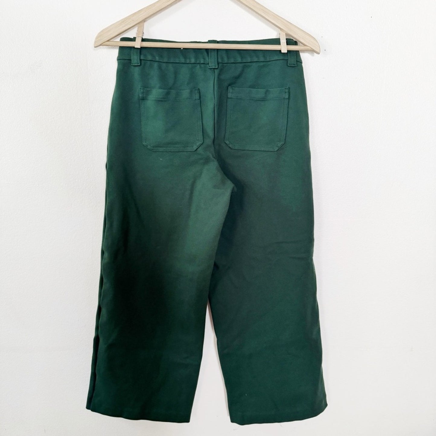 LOFT Deep Green Wide-Leg Cropped Trousers XS