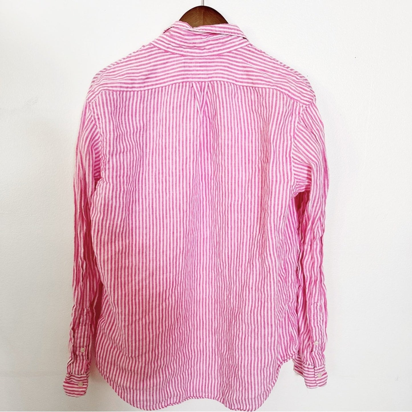 Ralph Lauren Pink & White Striped Button-Down Shirt size large