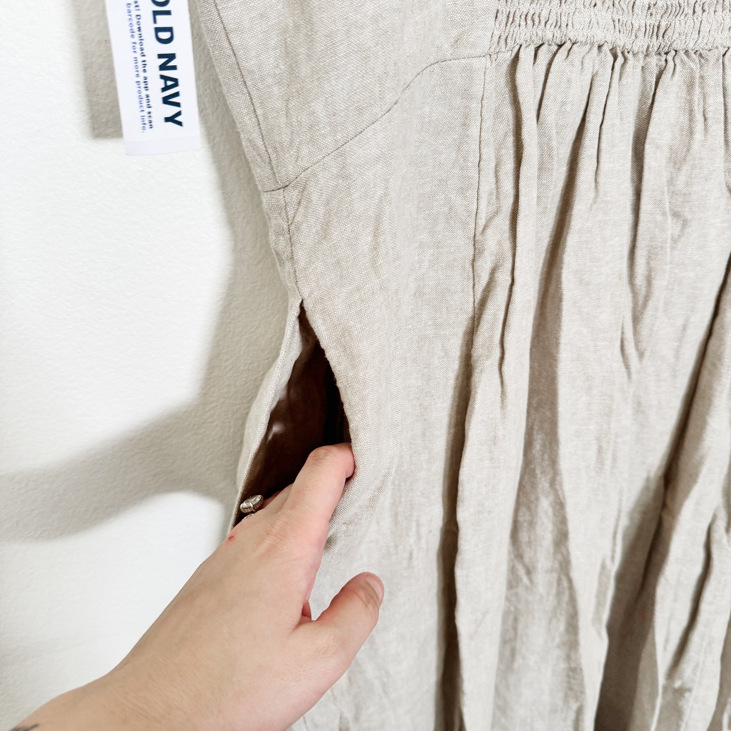 XL | Old Navy Beige linen dress with pockets NWT