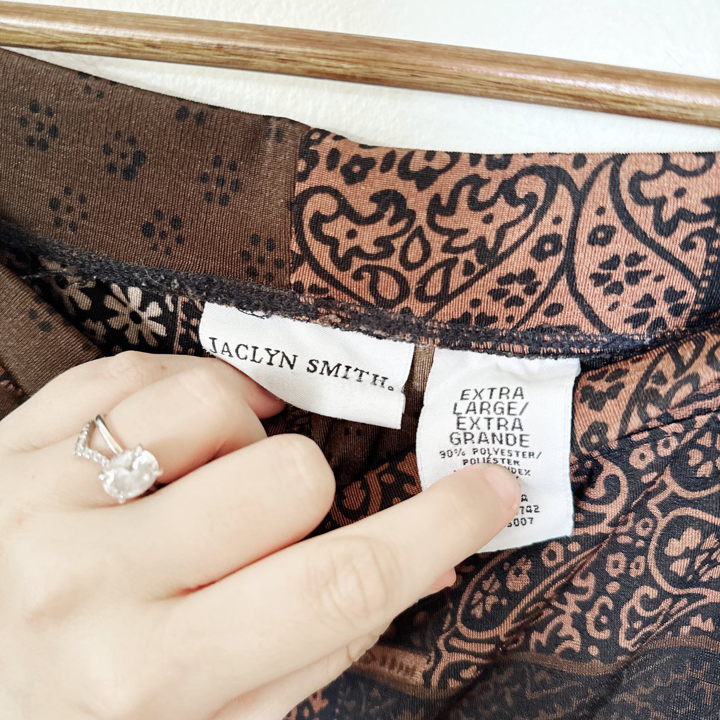 XL | Jaclyn smith Brown boho patchy flow pants