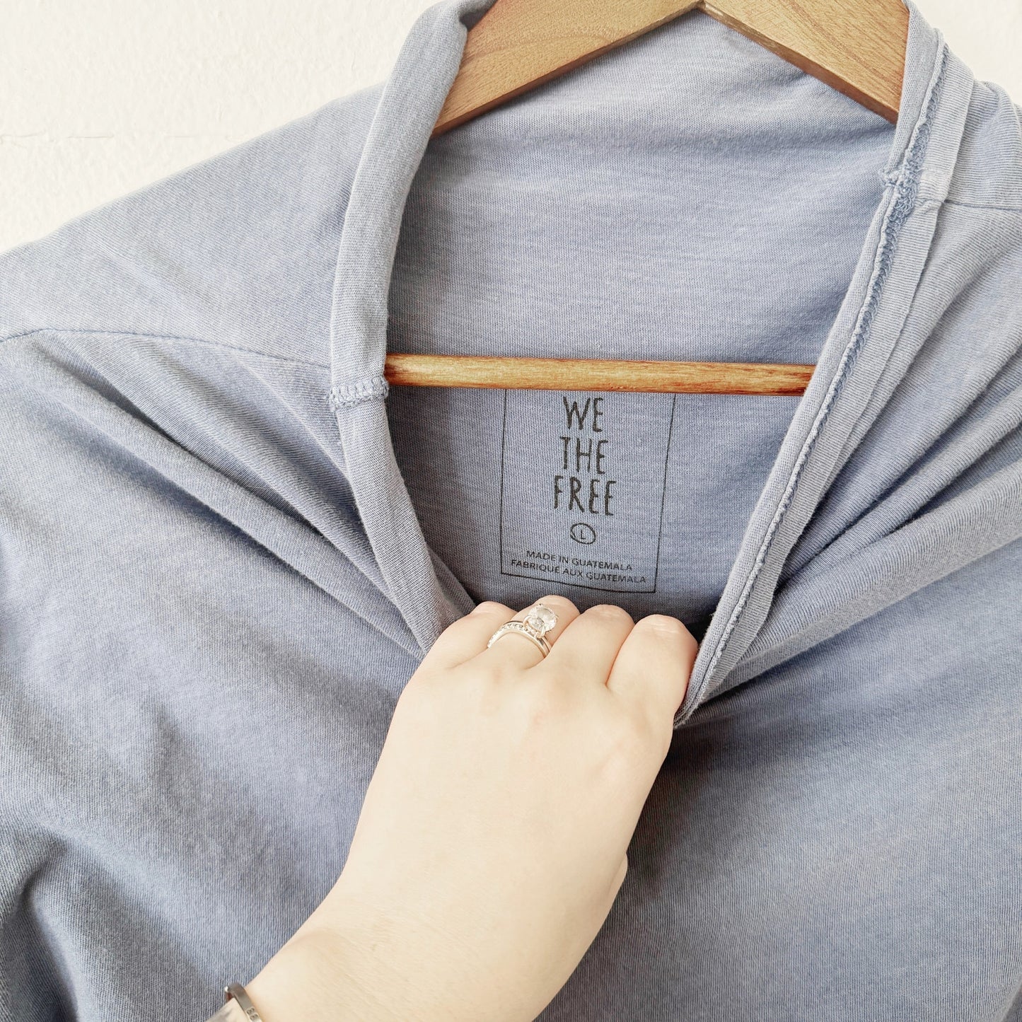 Free People blue cowl neck flare sleeve top large