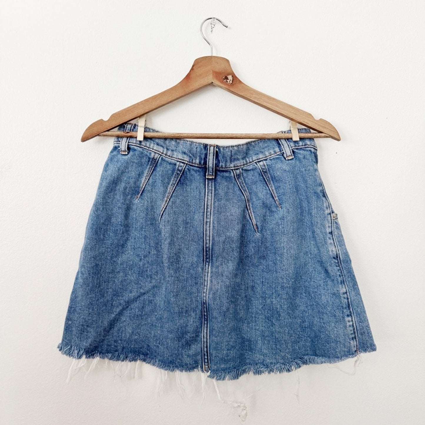 We The Free Blue Denim Mini Skirt with Frayed Edge size 26