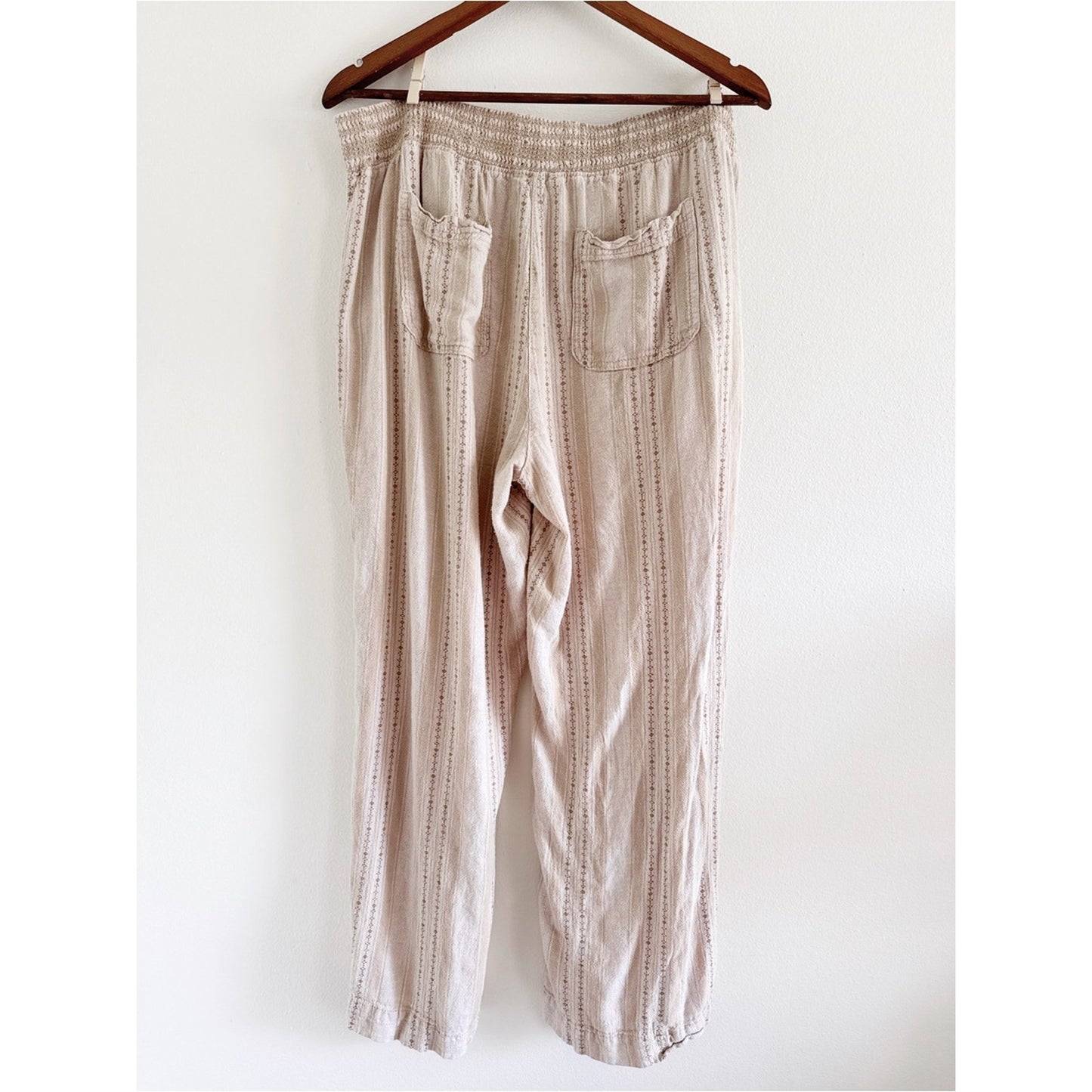 Briggs Light Cream striped Wide-Leg Pull-On Pants XL