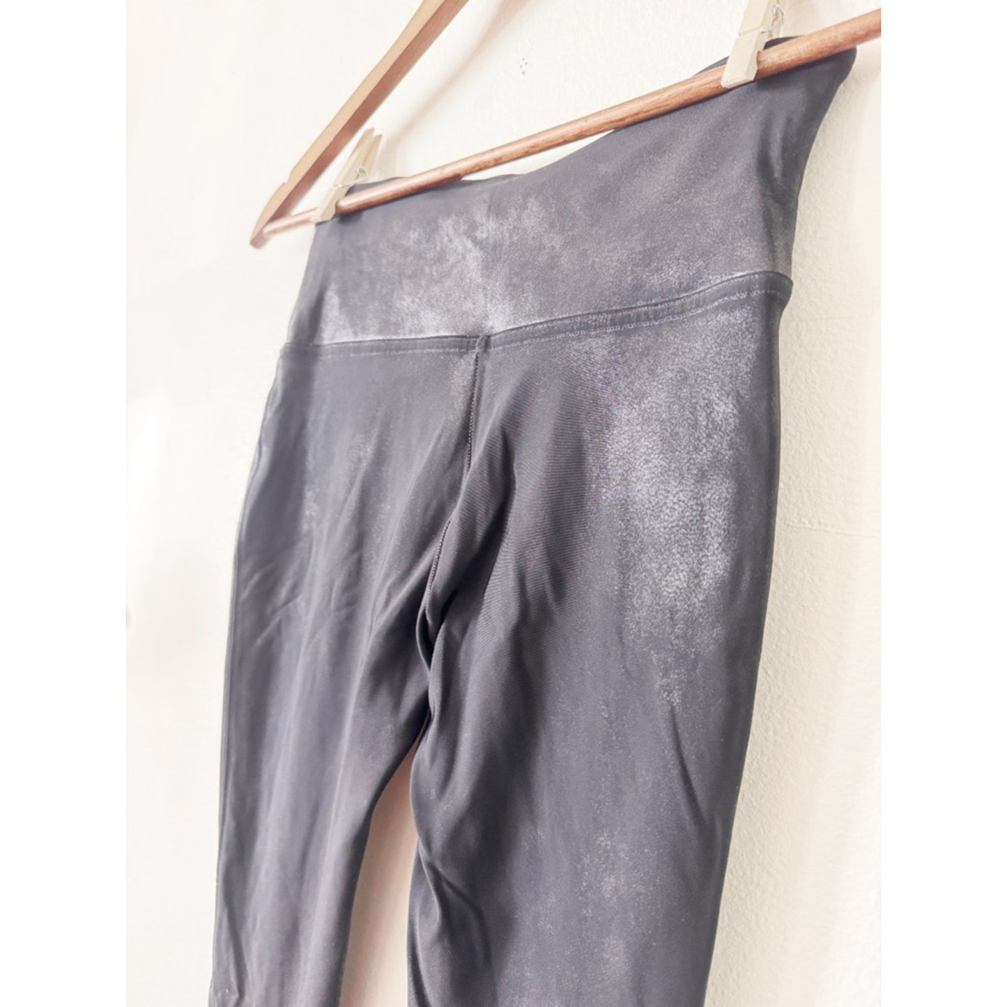 SPANX Black Faux Leather-Look Leggings medium