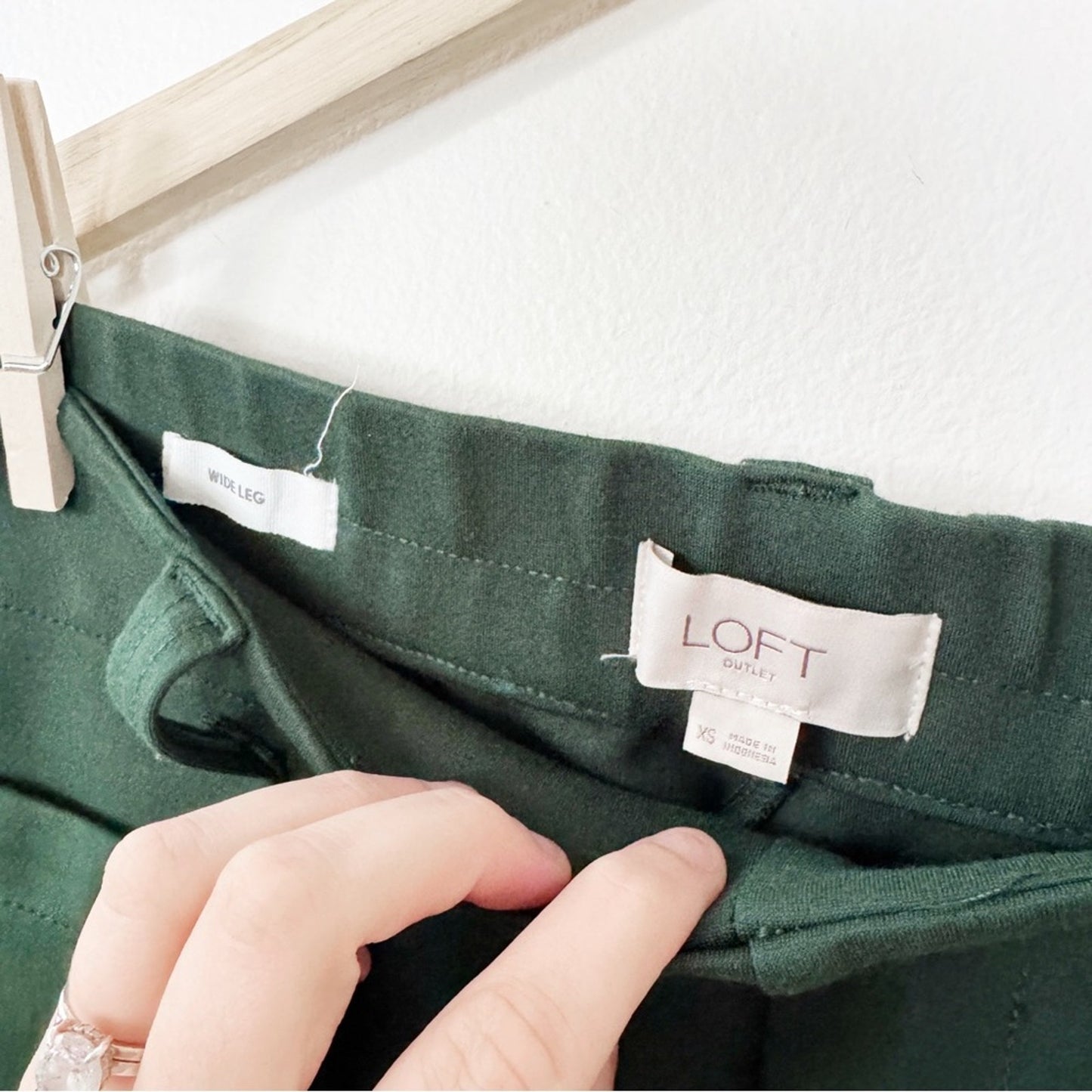 LOFT Deep Green Wide-Leg Cropped Trousers XS