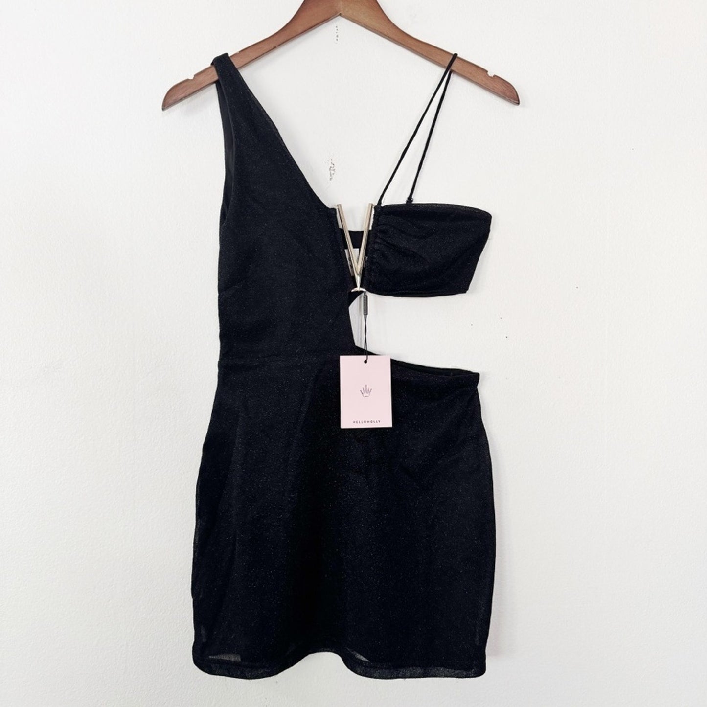 Hello Molly Black Sparkle Mini Dress Medium NWT
