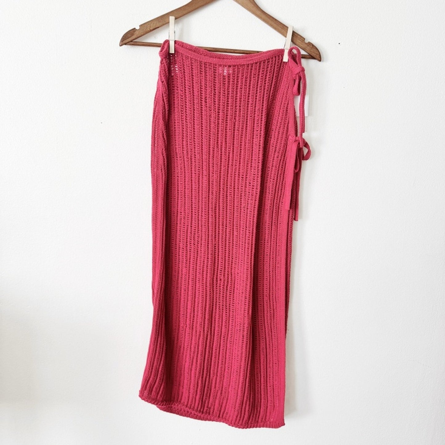 aerie Wine Red Knit High-Slit Maxi Skirt medium