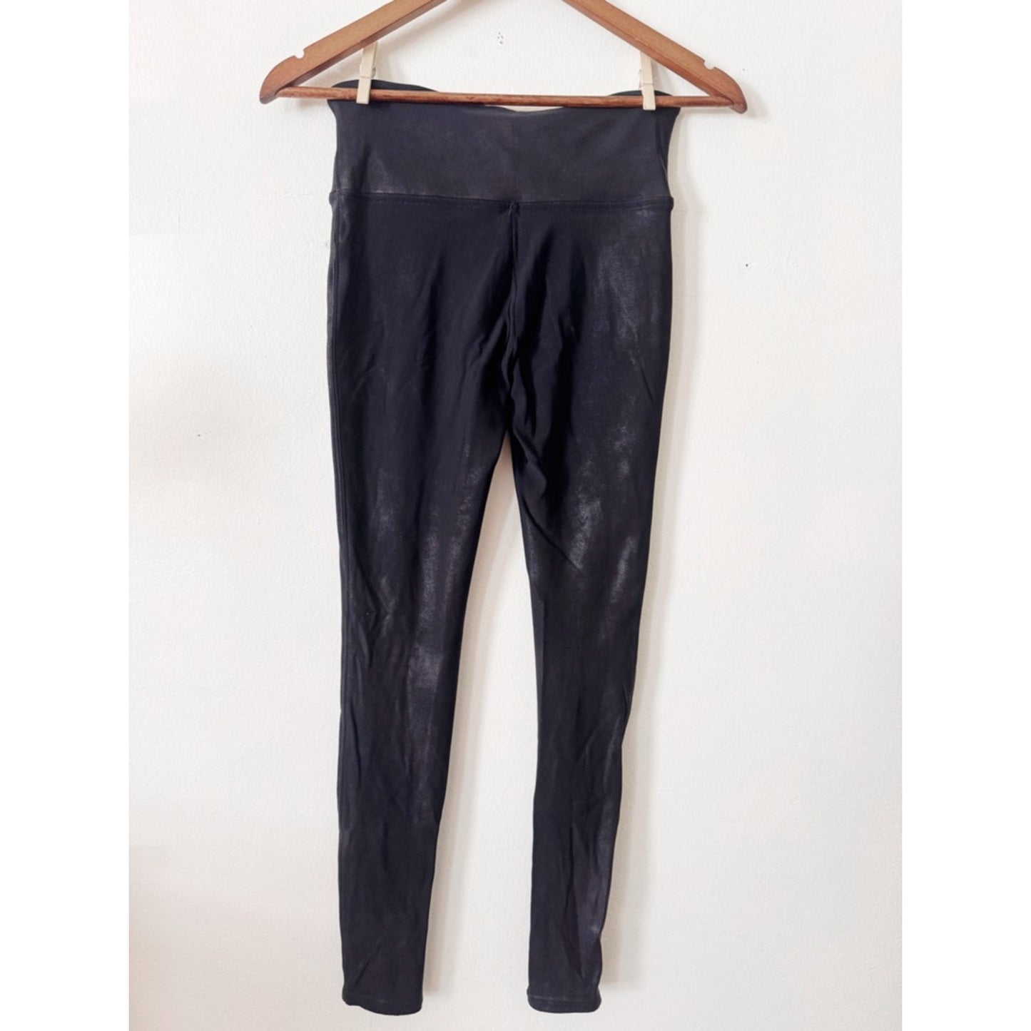 SPANX Black Faux Leather-Look Leggings medium