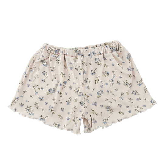 Floral shorts with lettuce hem