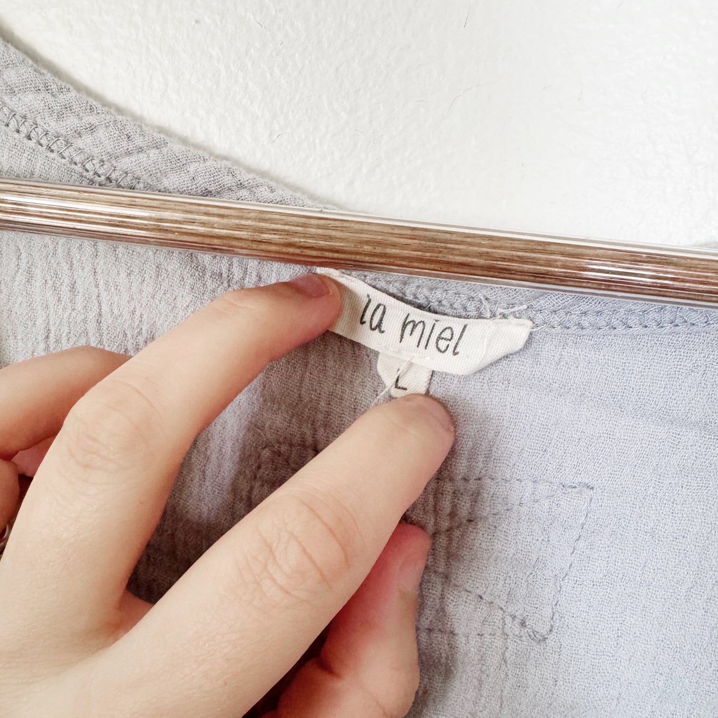 Large | La Miel Grey blue gauze oversized tee