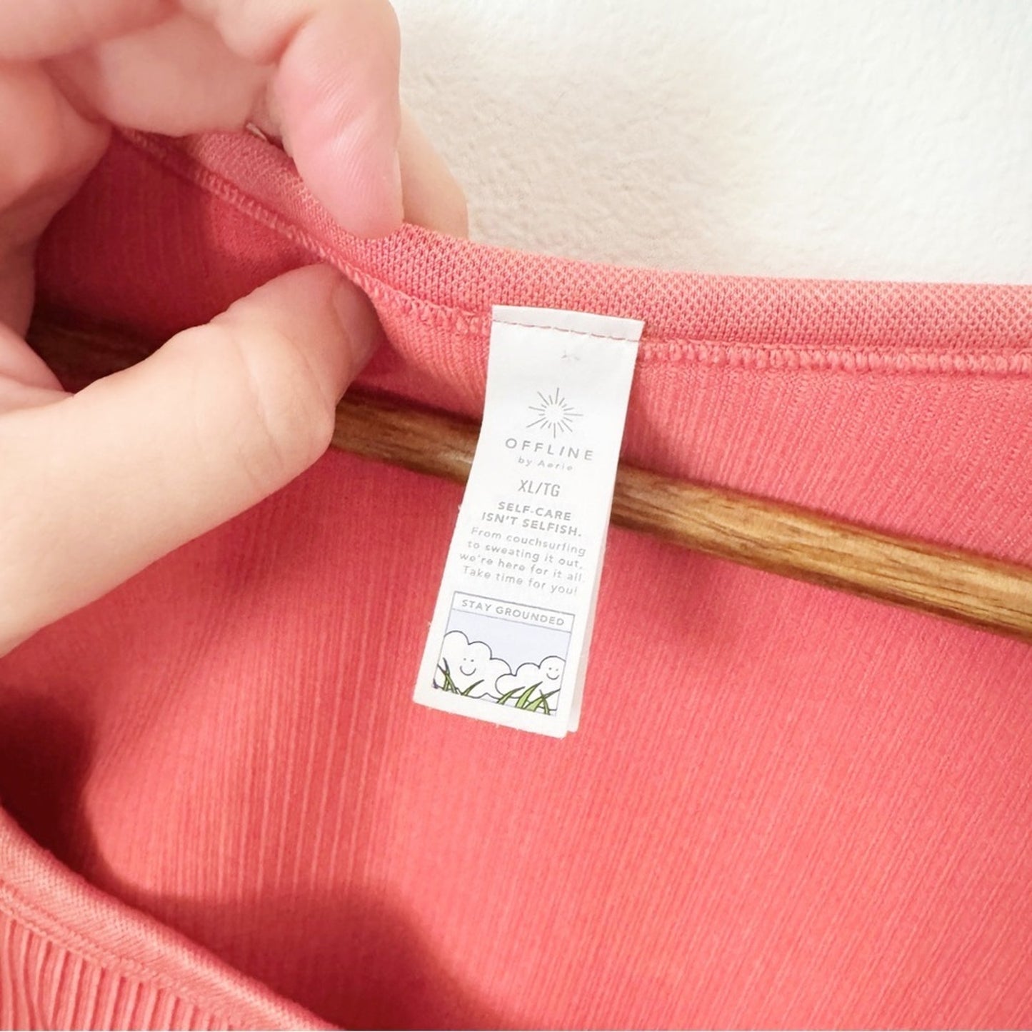 Aerie offline salmon cable knit workout crop XL