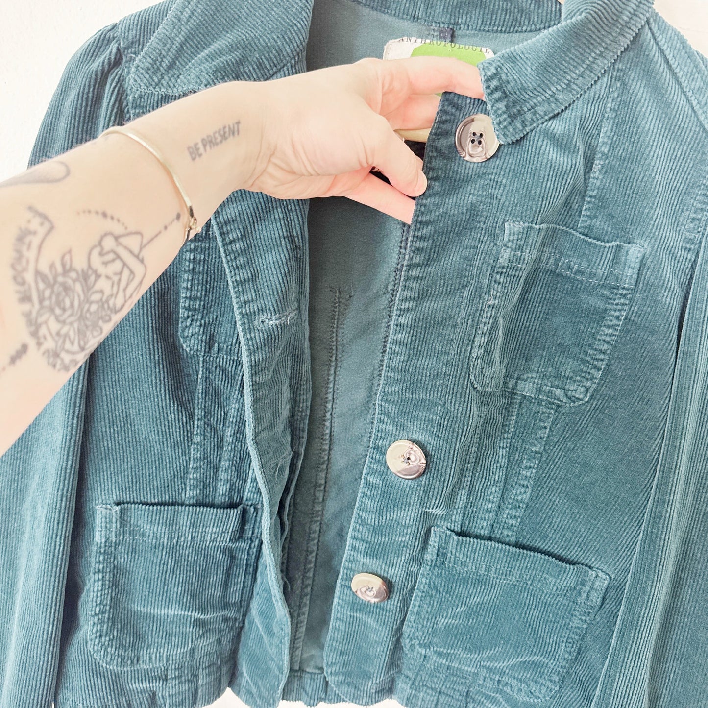 Anthropologie emerald corduroy jacket XXS