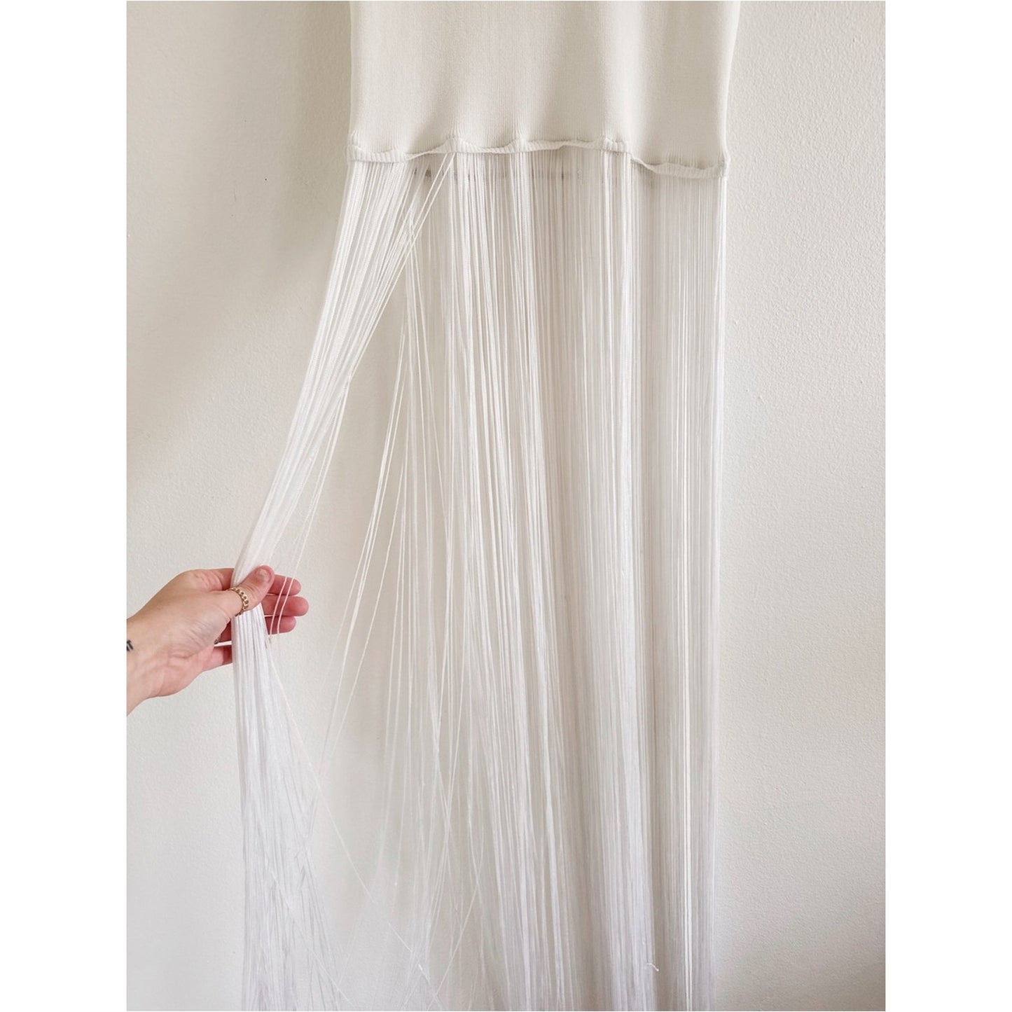 Rehab White Sleeveless tank with long tassels medium