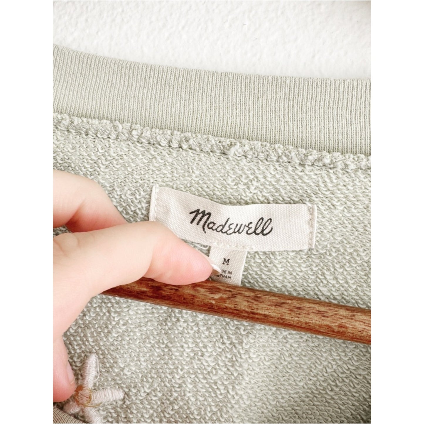 Madewell Light Sage Embroidered floral shirt medium