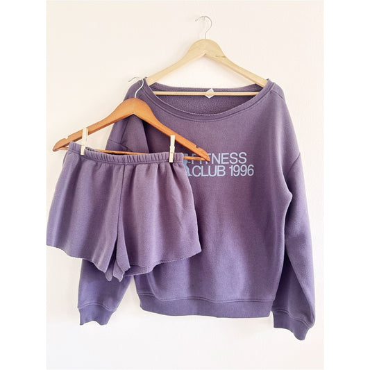 "Fitness Club 1996" Sweatshirt & Shorts Set small