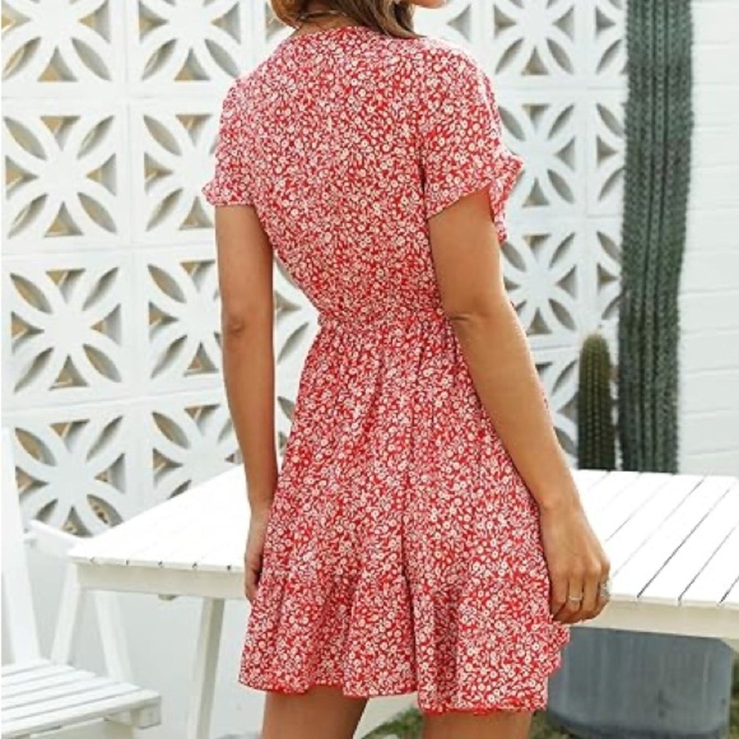 Red floral Floerns dress small NWT