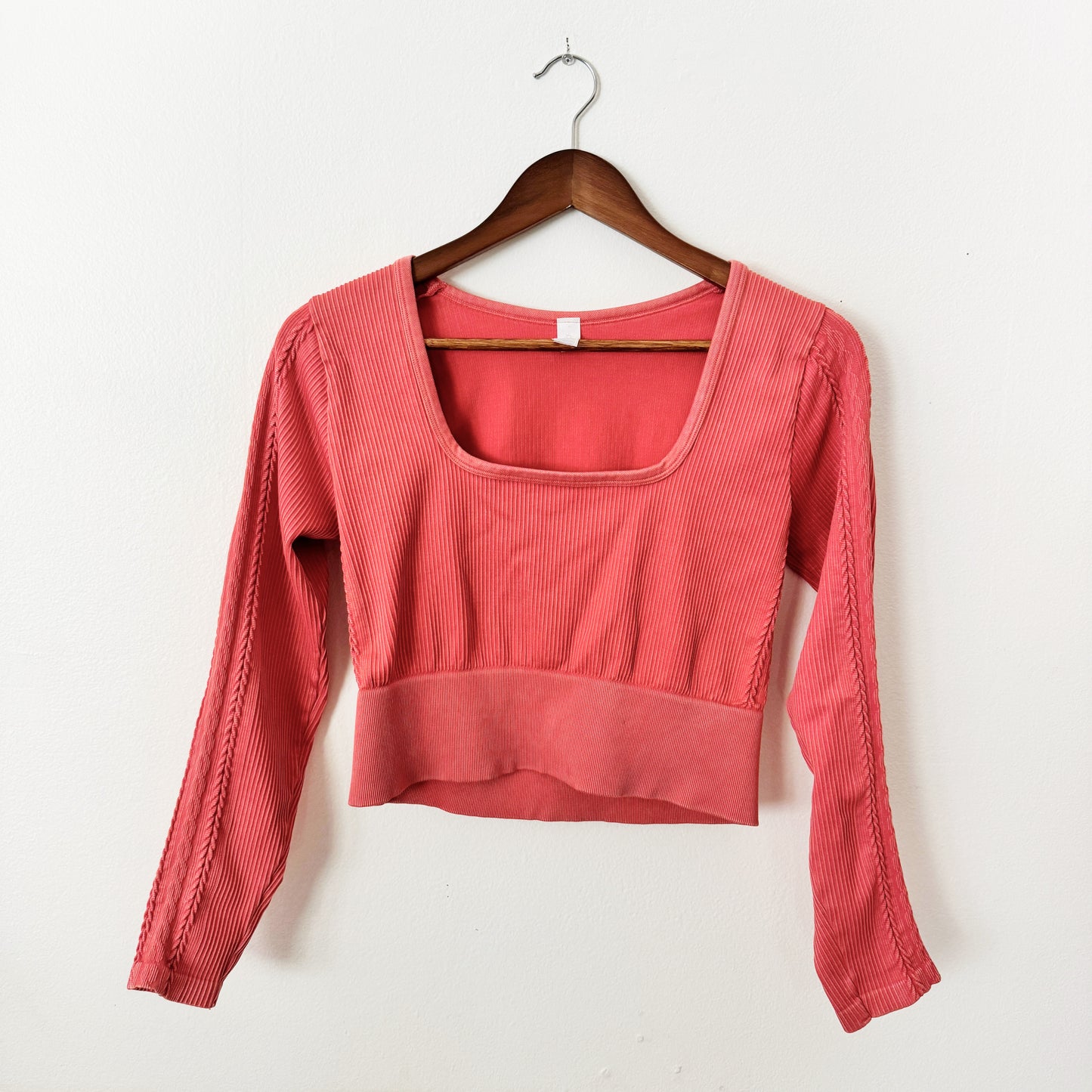 XL | Aerie offline Bright coral ribbed long sleeve workout