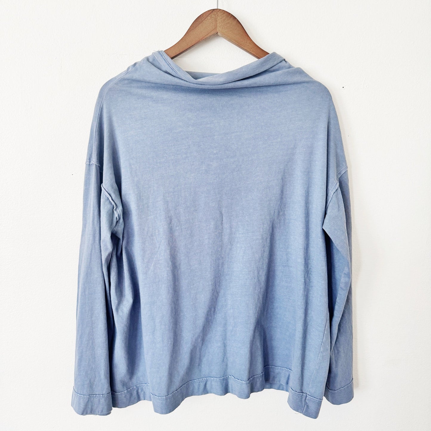 Free People blue cowl neck flare sleeve top large