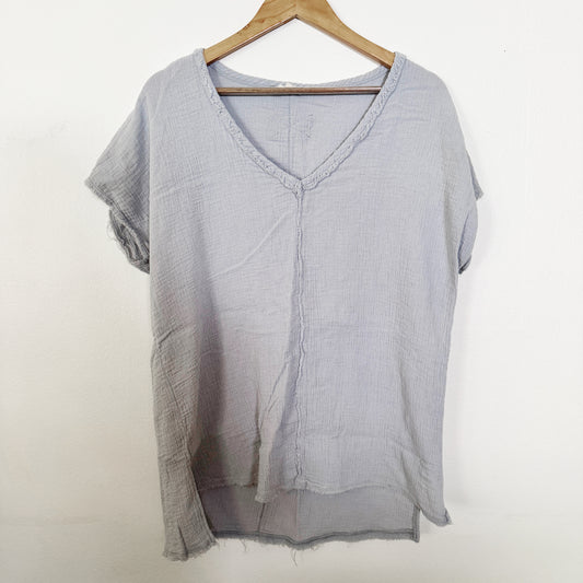 Large | La Miel Grey blue gauze oversized tee