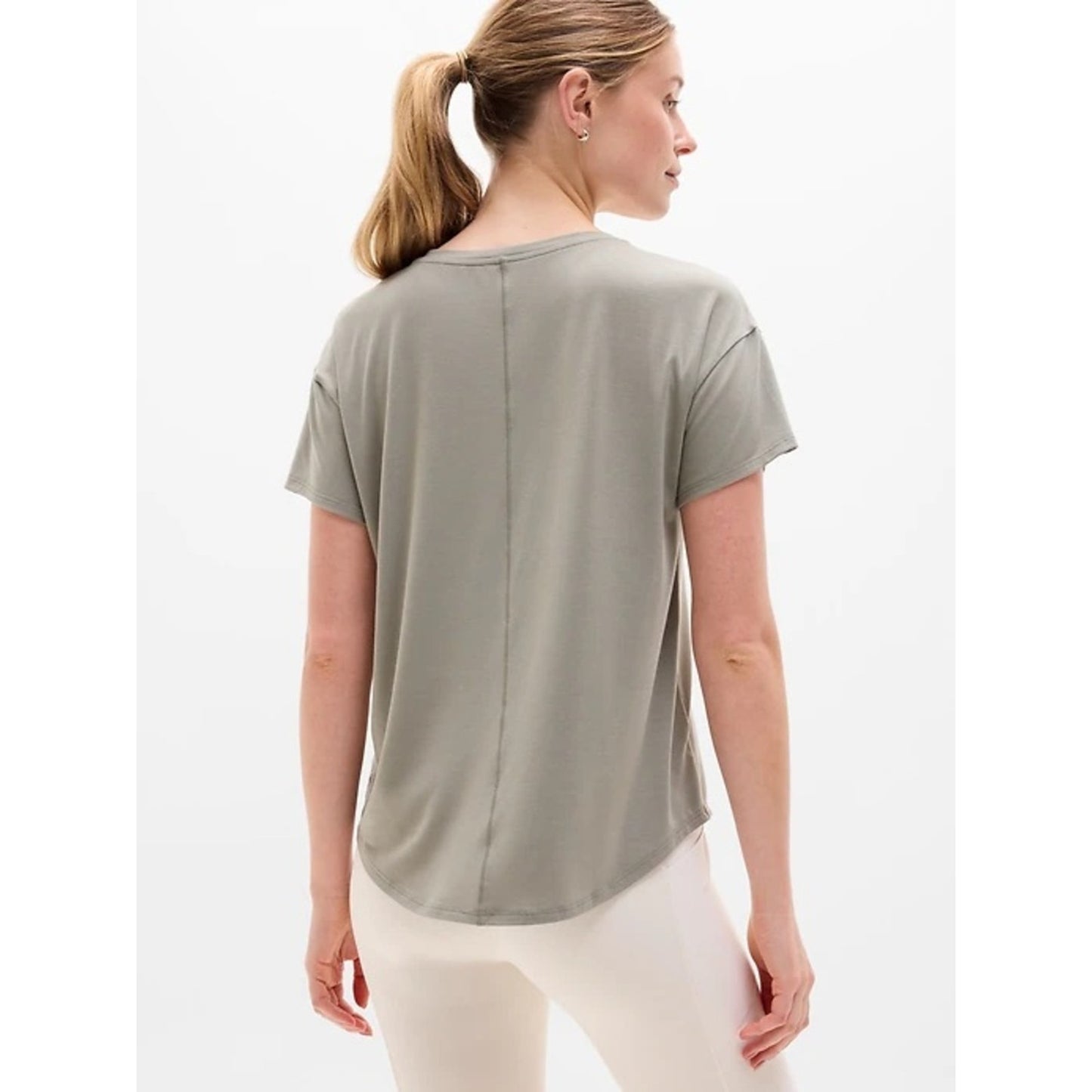 Athleta grey/green Relaxed Crewneck Top medium