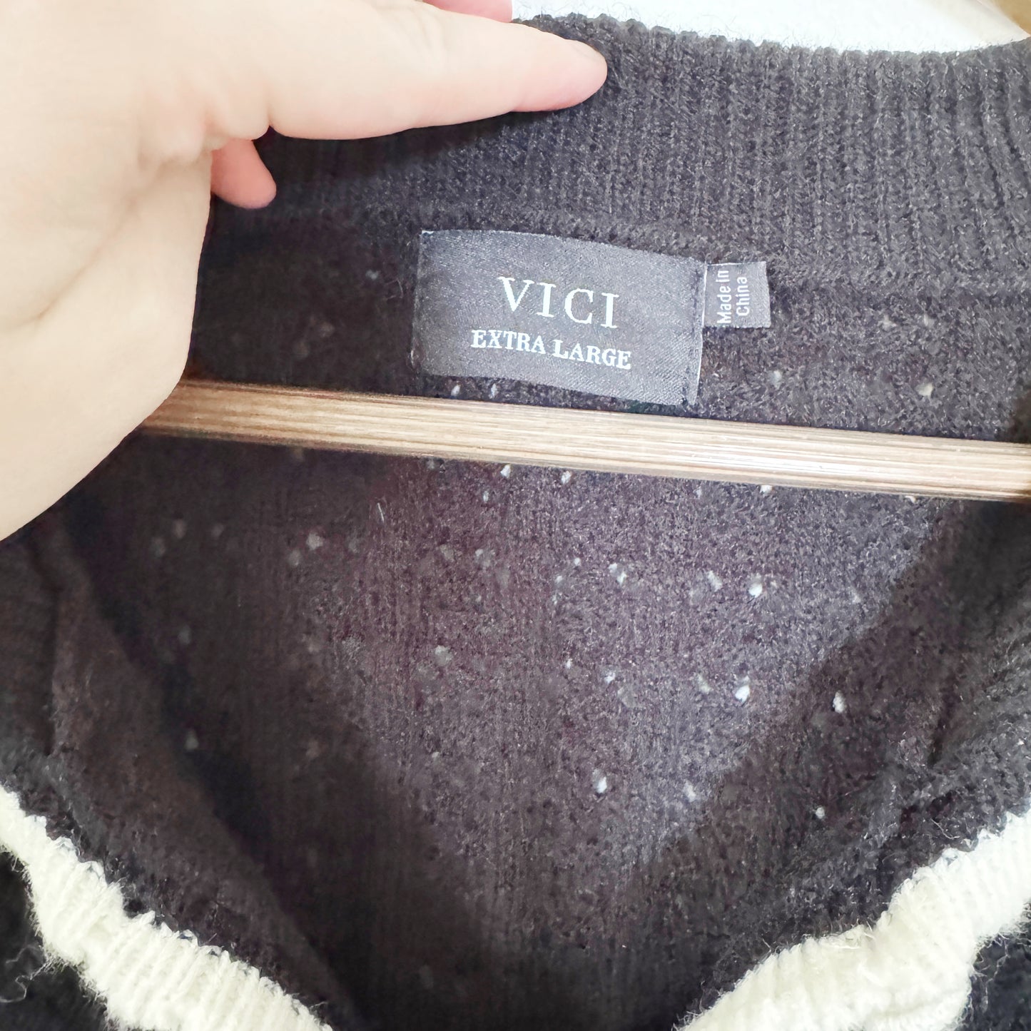 XL | vici black/beige knit top