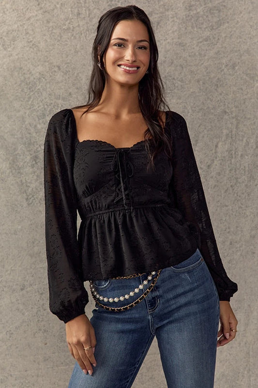 Small | black floral blouse NWT