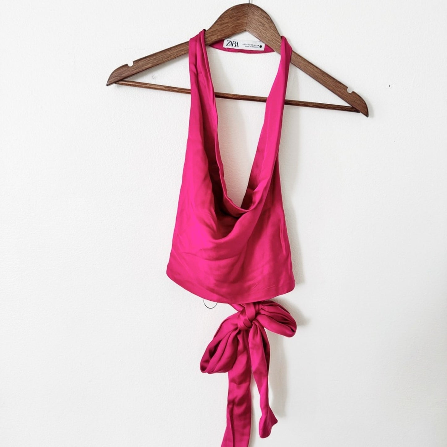 Zara Pink Satin Halter Top XS