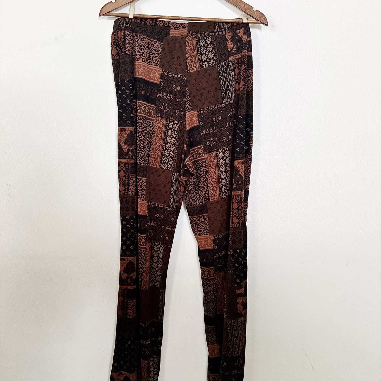 XL | Jaclyn smith Brown boho patchy flow pants