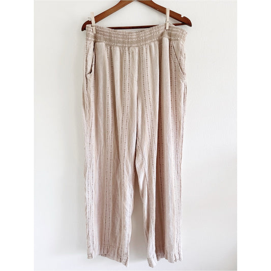 Briggs Light Cream striped Wide-Leg Pull-On Pants XL
