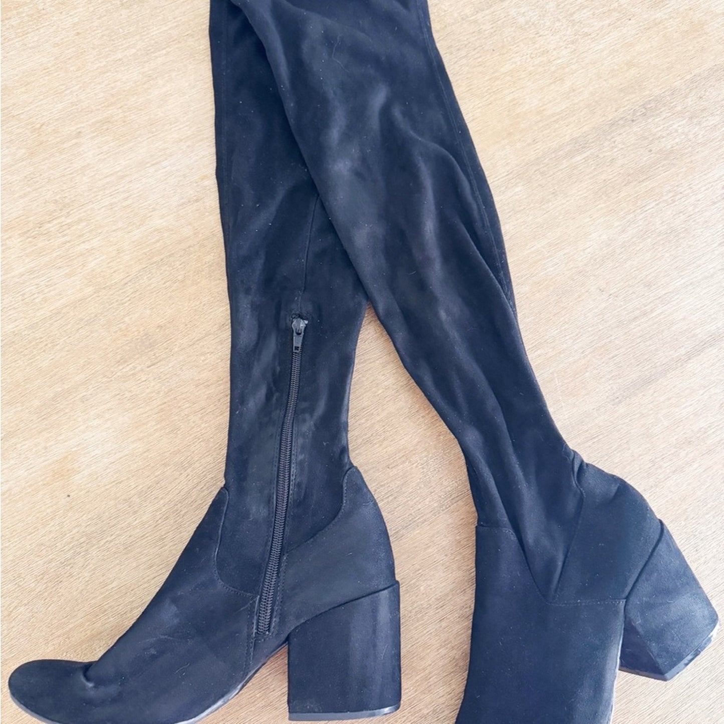 Dolce Vita Black Suede-Look Over-the-Knee Boots Womens 8.5