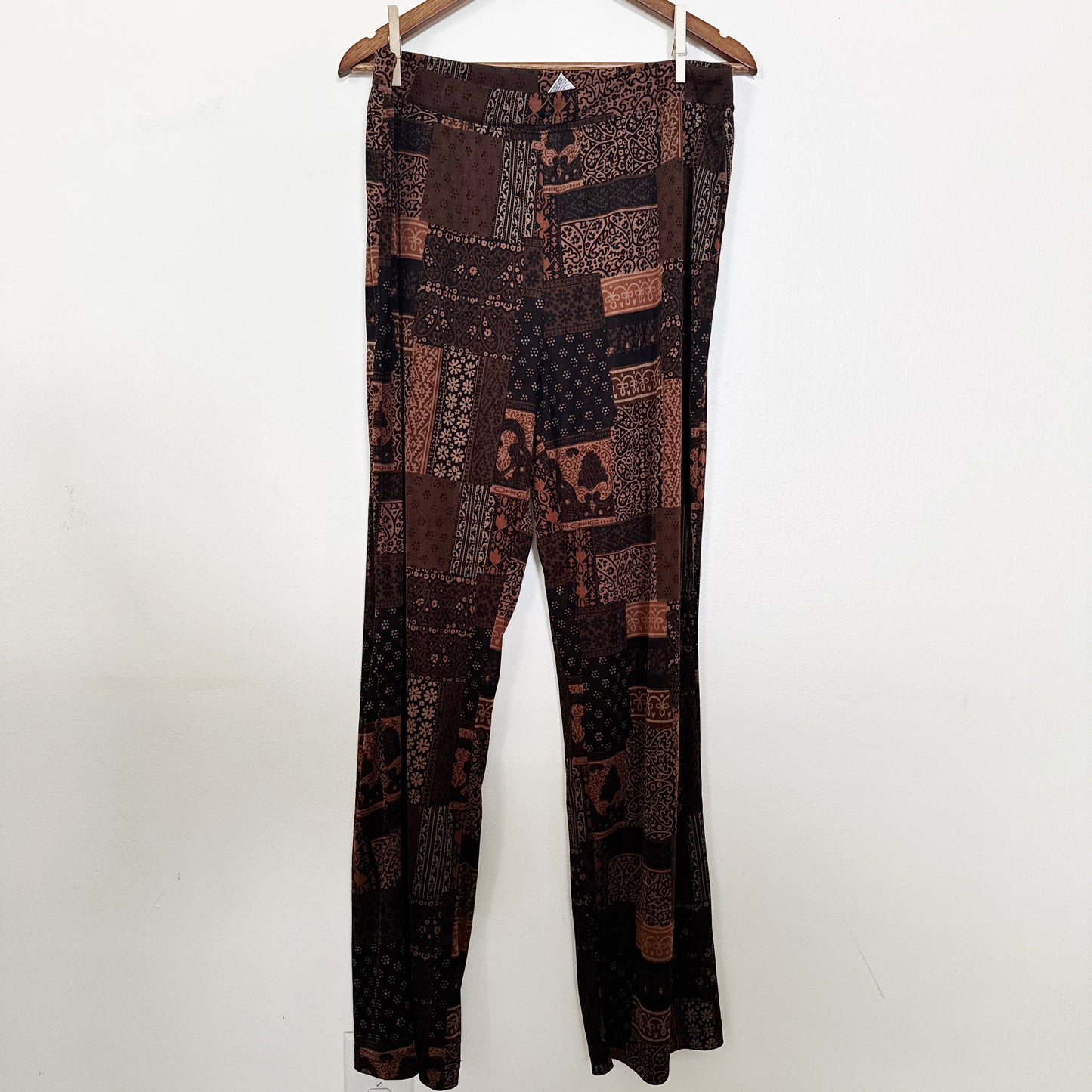 XL | Jaclyn smith Brown boho patchy flow pants