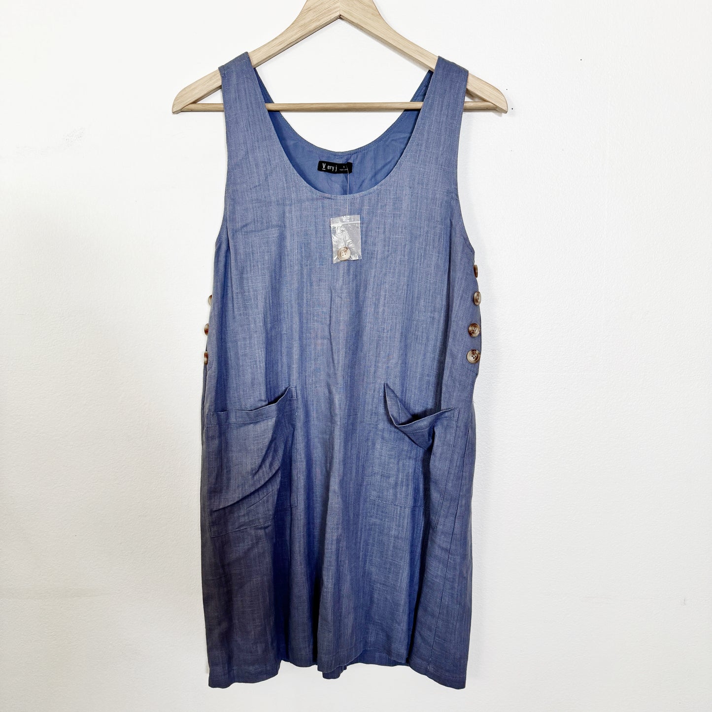 Small | Very j Navy linen dress with pockets