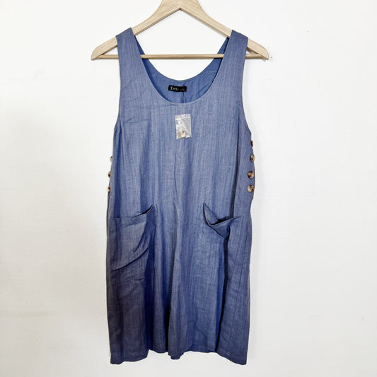 Small | Very j Navy linen dress with pockets