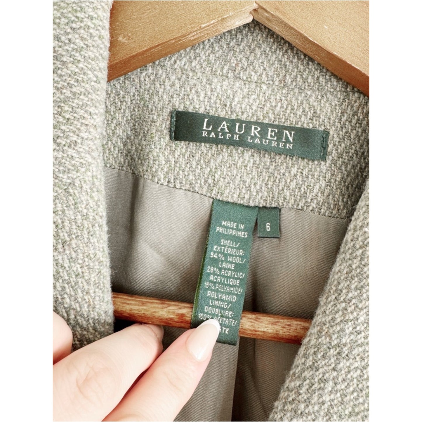 Ralph Lauren sage green Wool-Blend Blazer size 6