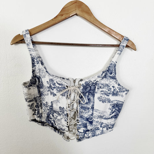 Large | cider Woven crop top lace up