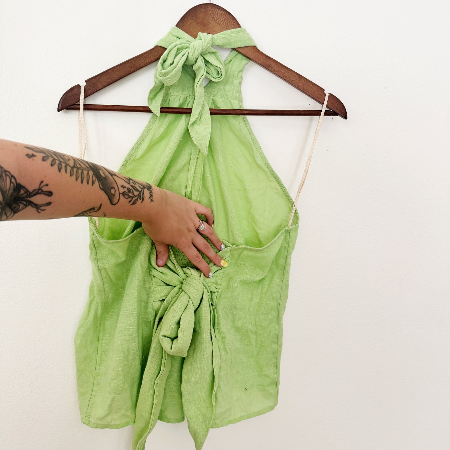 Small | Free people Green linen halter top