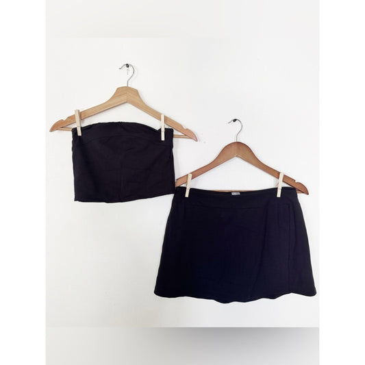 Mono B Black Mini Skirt set - Tube top and A-Line skirt medium