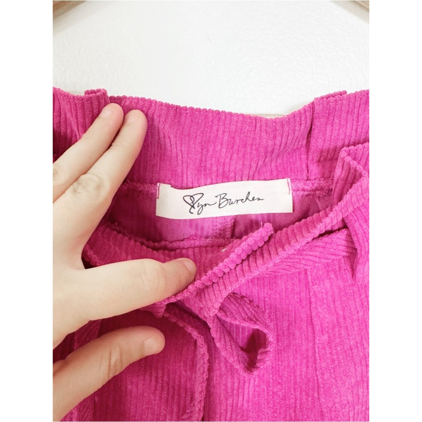 Lyn Burches Fuchsia Paperbag Corduroy Pants with Tie Waist medium