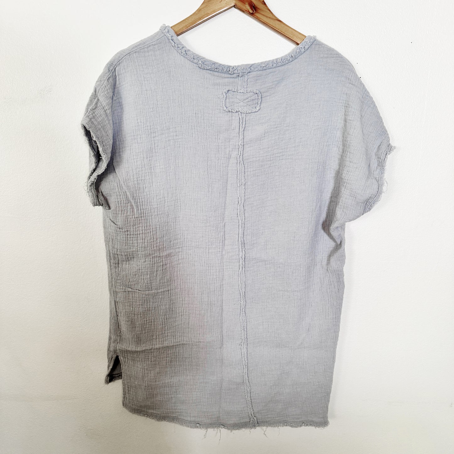 Large | La Miel Grey blue gauze oversized tee