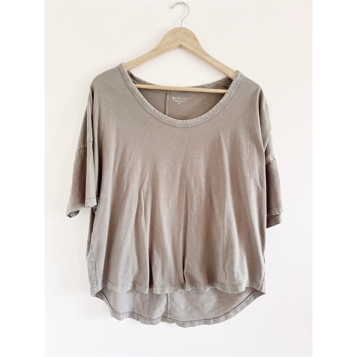 Athleta grey/green Relaxed Crewneck Top medium