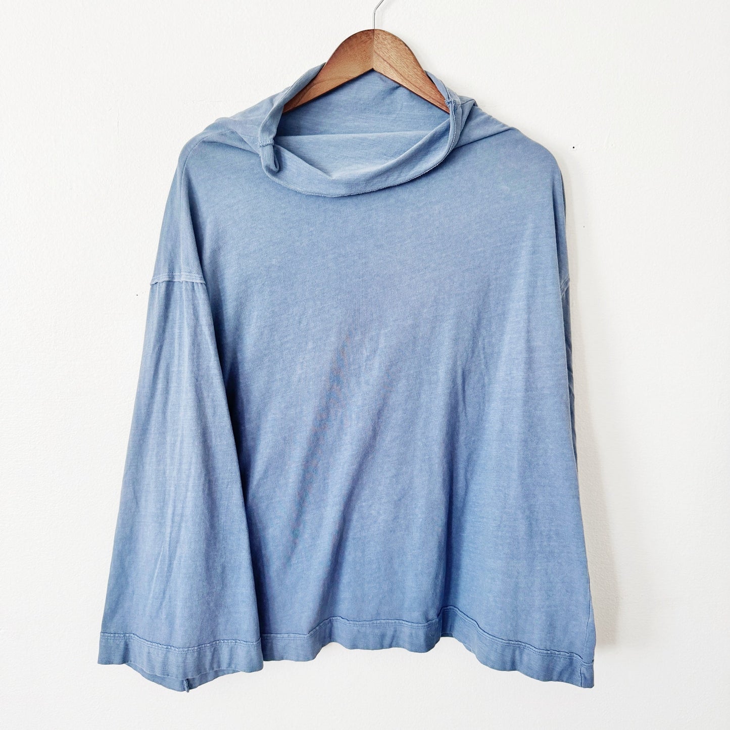 Free People blue cowl neck flare sleeve top large