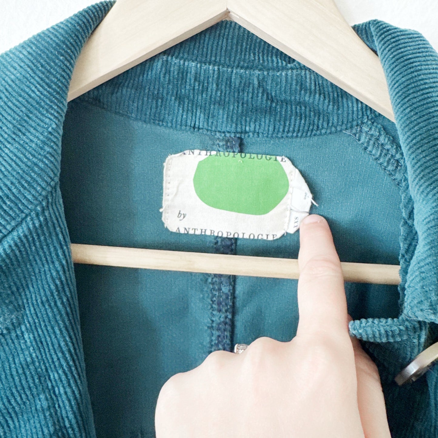 Anthropologie emerald corduroy jacket XXS