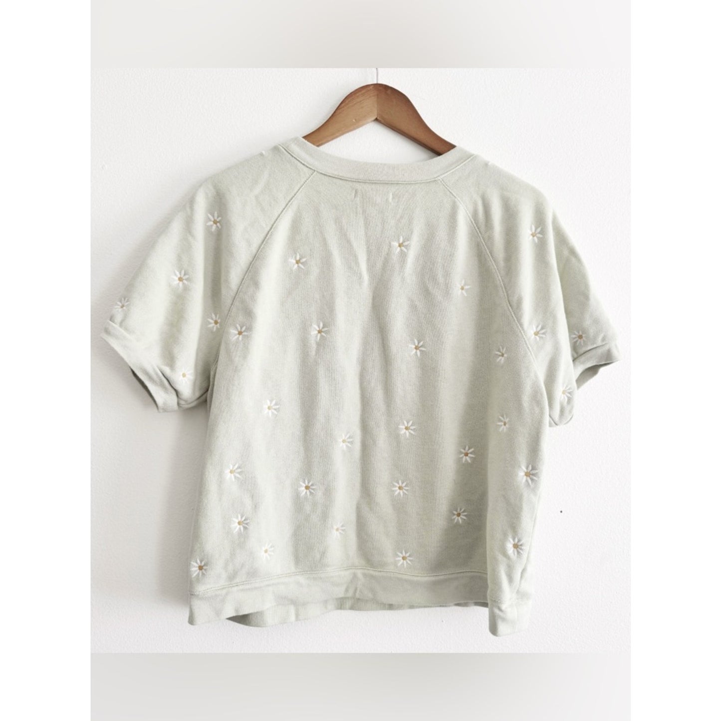 Madewell Light Sage Embroidered floral shirt medium