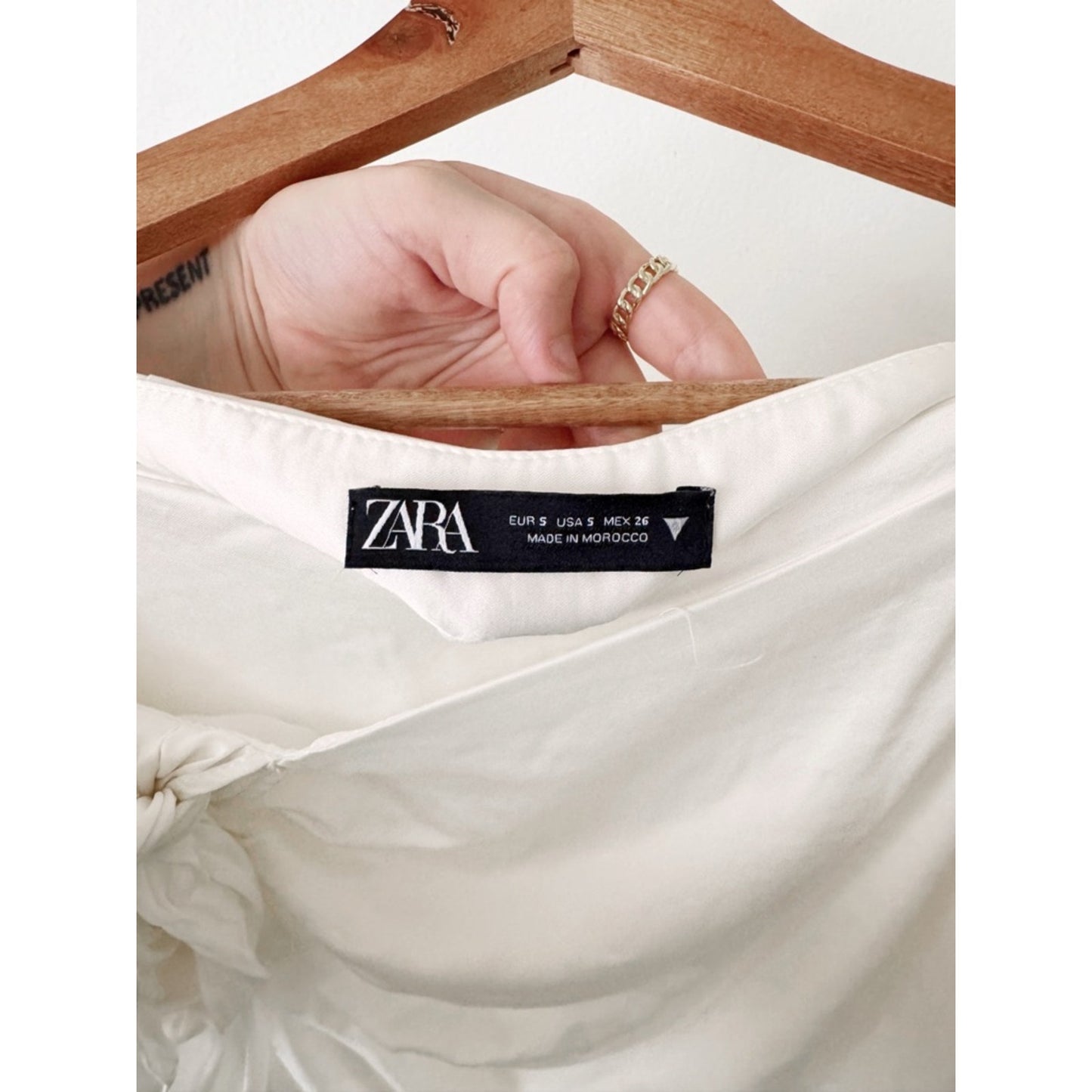 Zara Cream Tie-Front Draped Skirt small