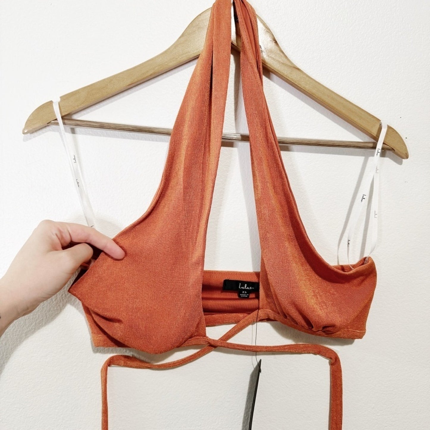 Lulus NWT orange wrap top XS