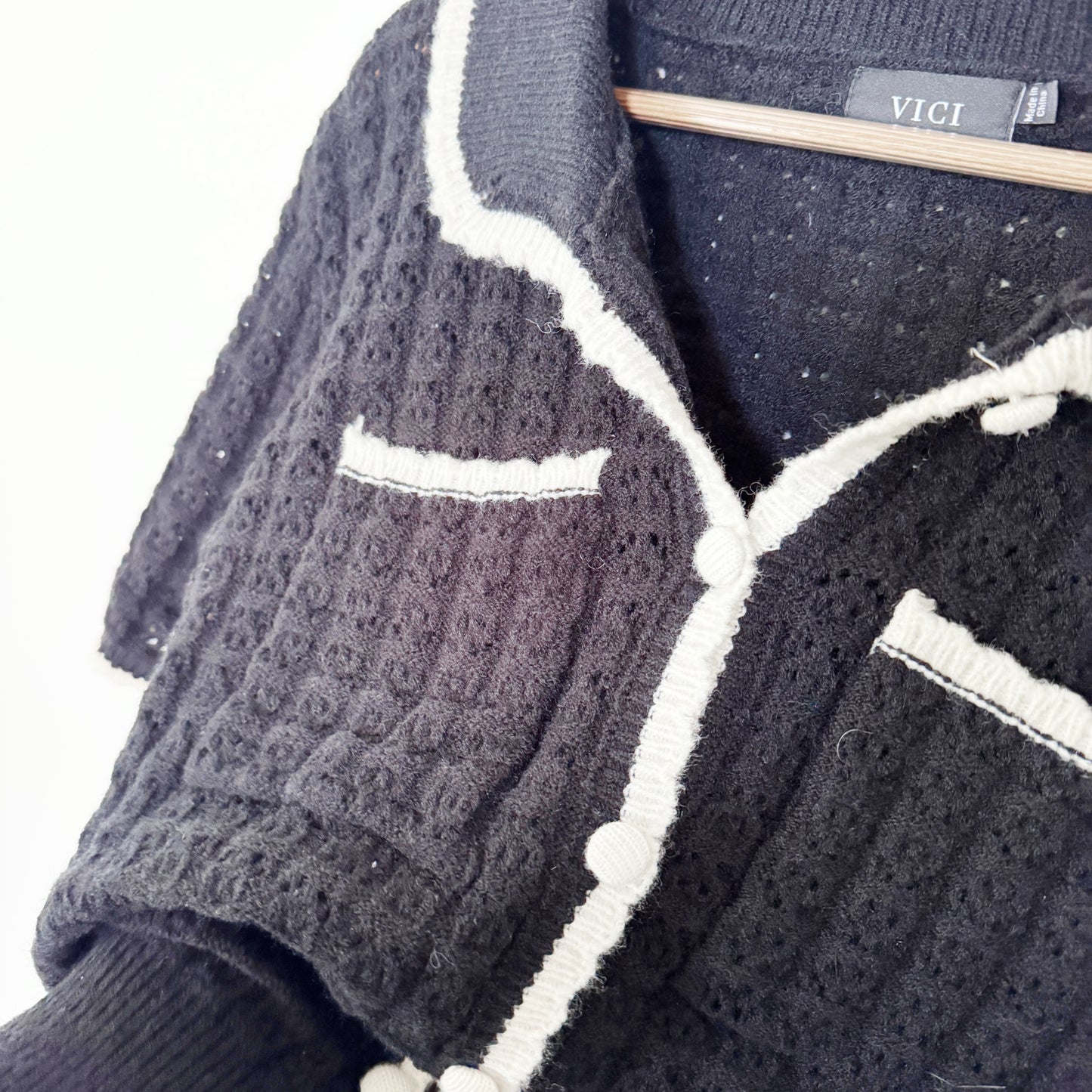 XL | vici black/beige knit top