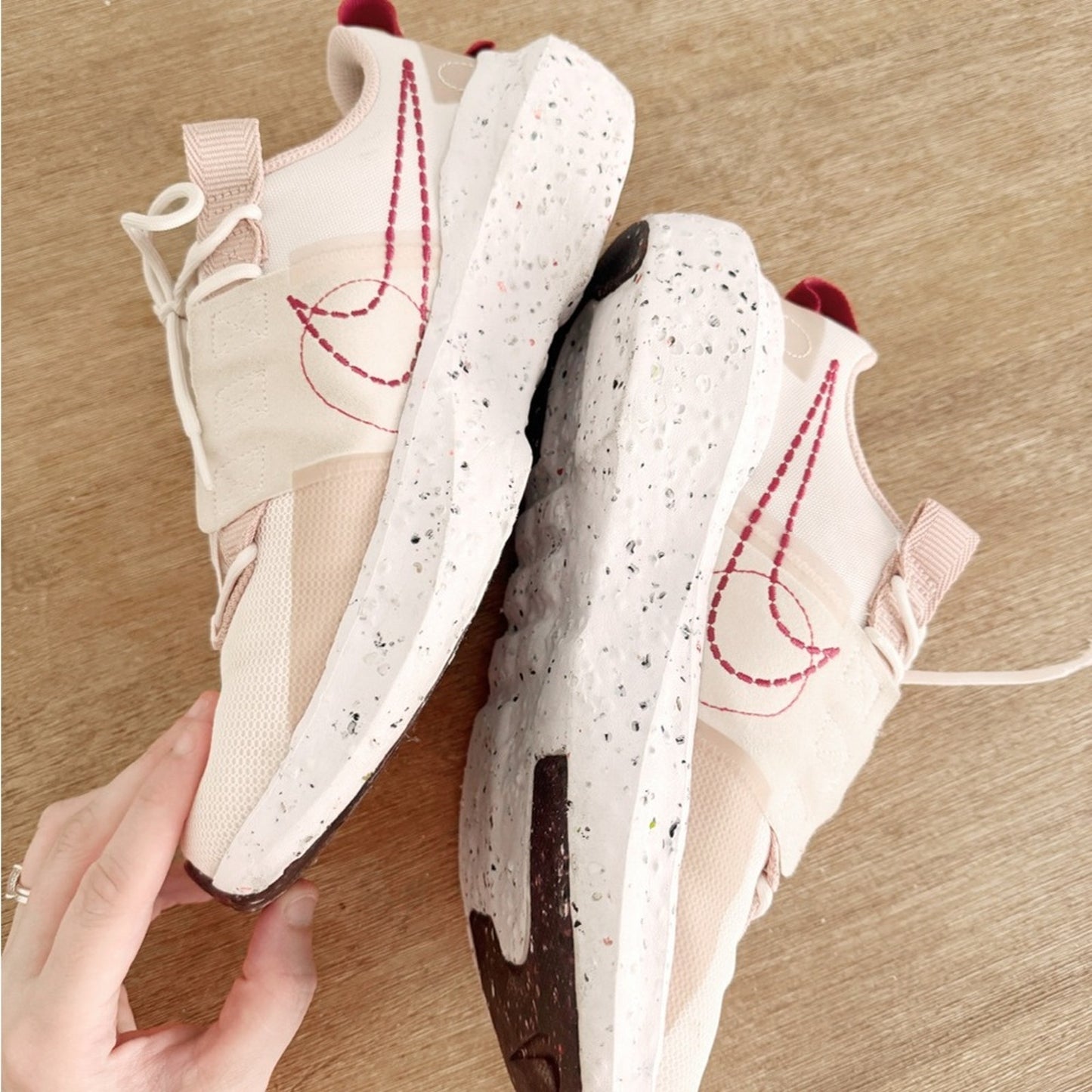 Nike crater impact Women's Pale Pink Running Shoes with Burgundy Swoosh size 9