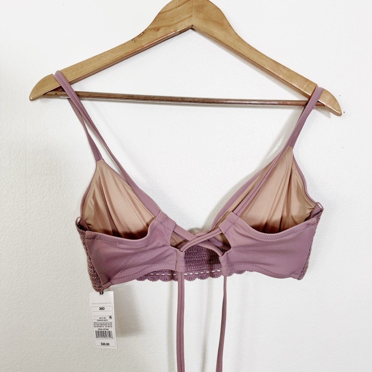 Shade and shore NWT purple crochet bikini top 36D