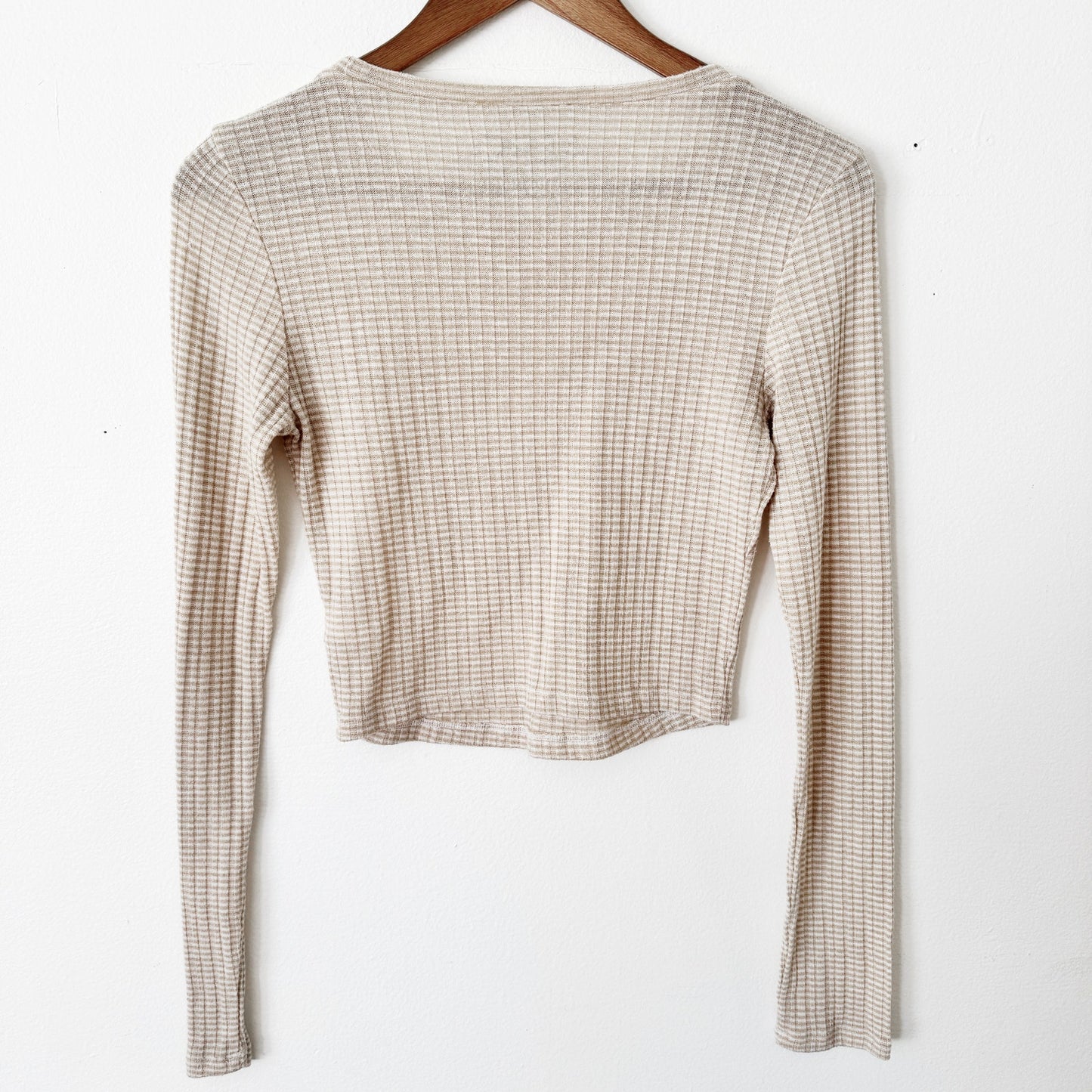 Aeropostale beige striped waffle knit top medium